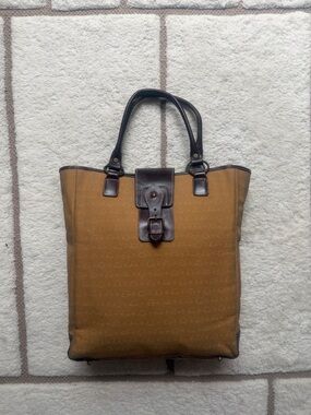 Stetson Tan Canvas Messenger Tote with Dark Brown Leather Trim